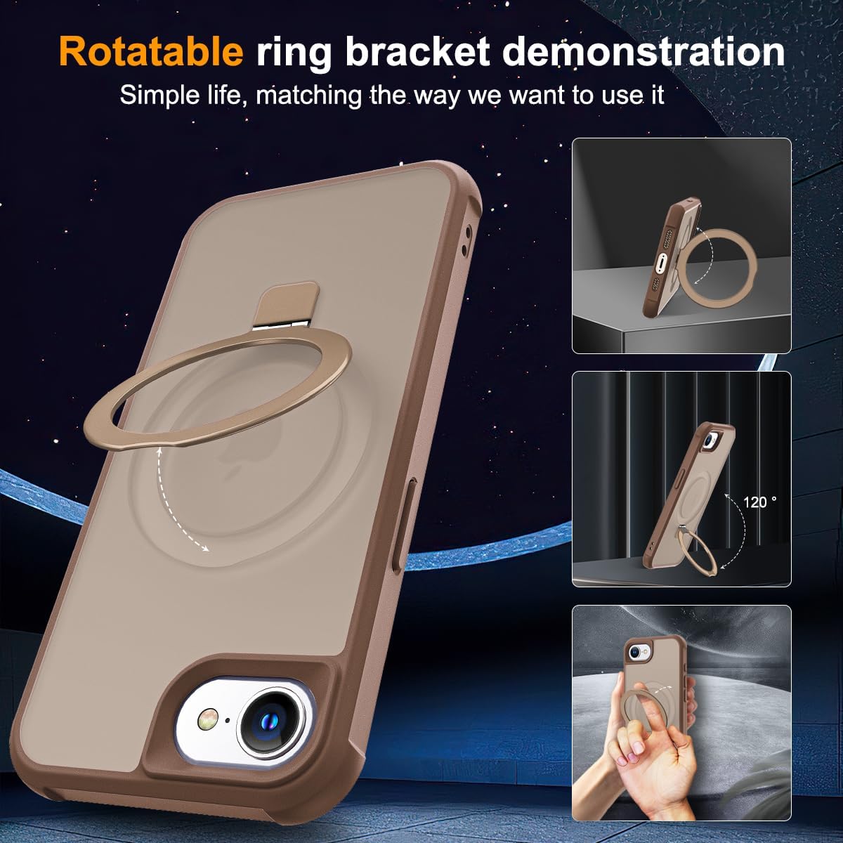Detalle 2 de SKYLMW iPhone 16E Case with Invisible Magnetic Ring Stand and Military-Grade Protection