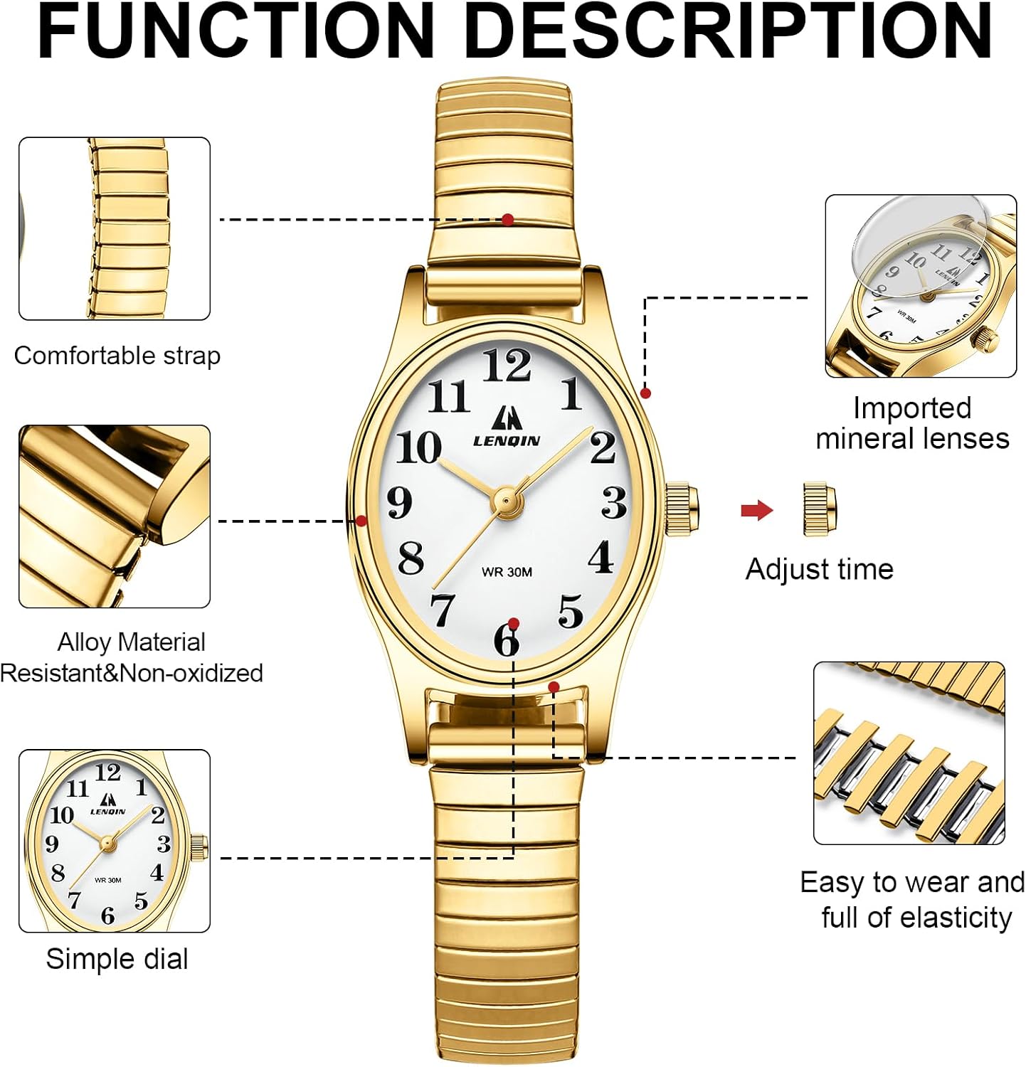 Thumbnail 3 de LN LENQIN Damen Armbanduhr Edelstahl Analog
