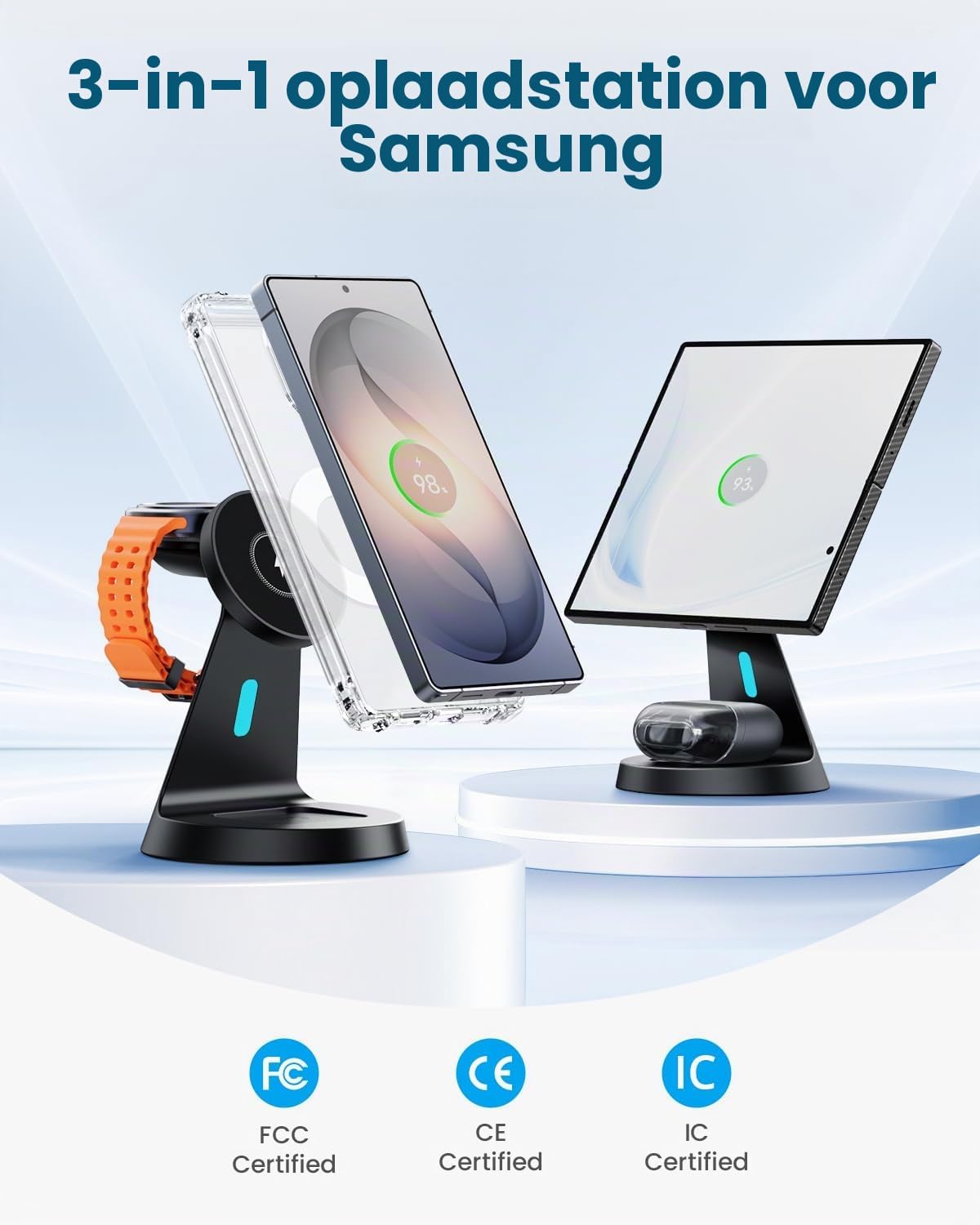 Thumbnail 2 de JoyGeek 3-in-1 draadloze oplader voor Samsung, magnetisch, 15 watt