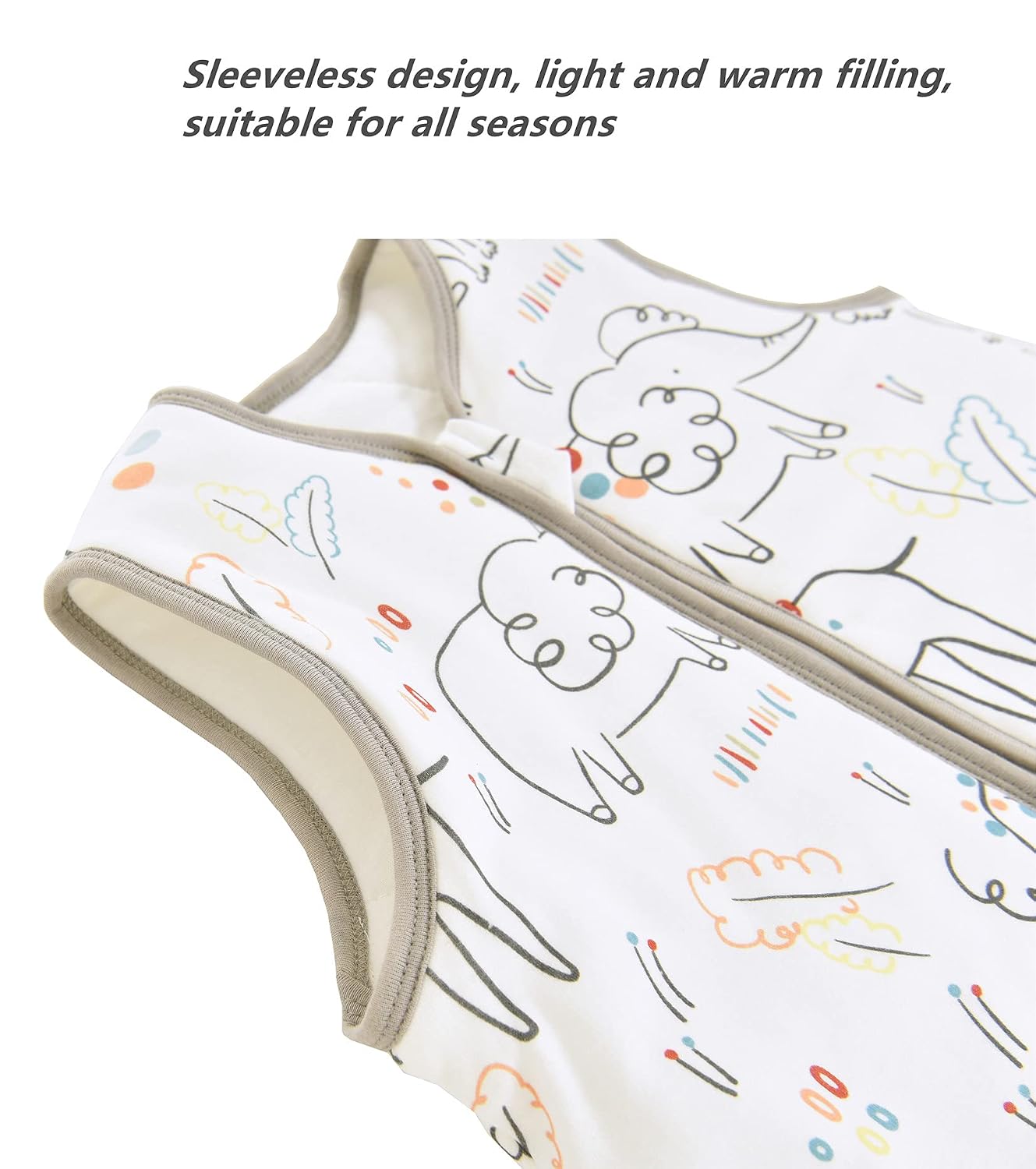 Detalle de Chilsuessy Baby Schlafsack mit Füßen 2,5 Tog Ganzjahr Happy Zoo (70 cm, Baby-Höhe 80–90 cm)