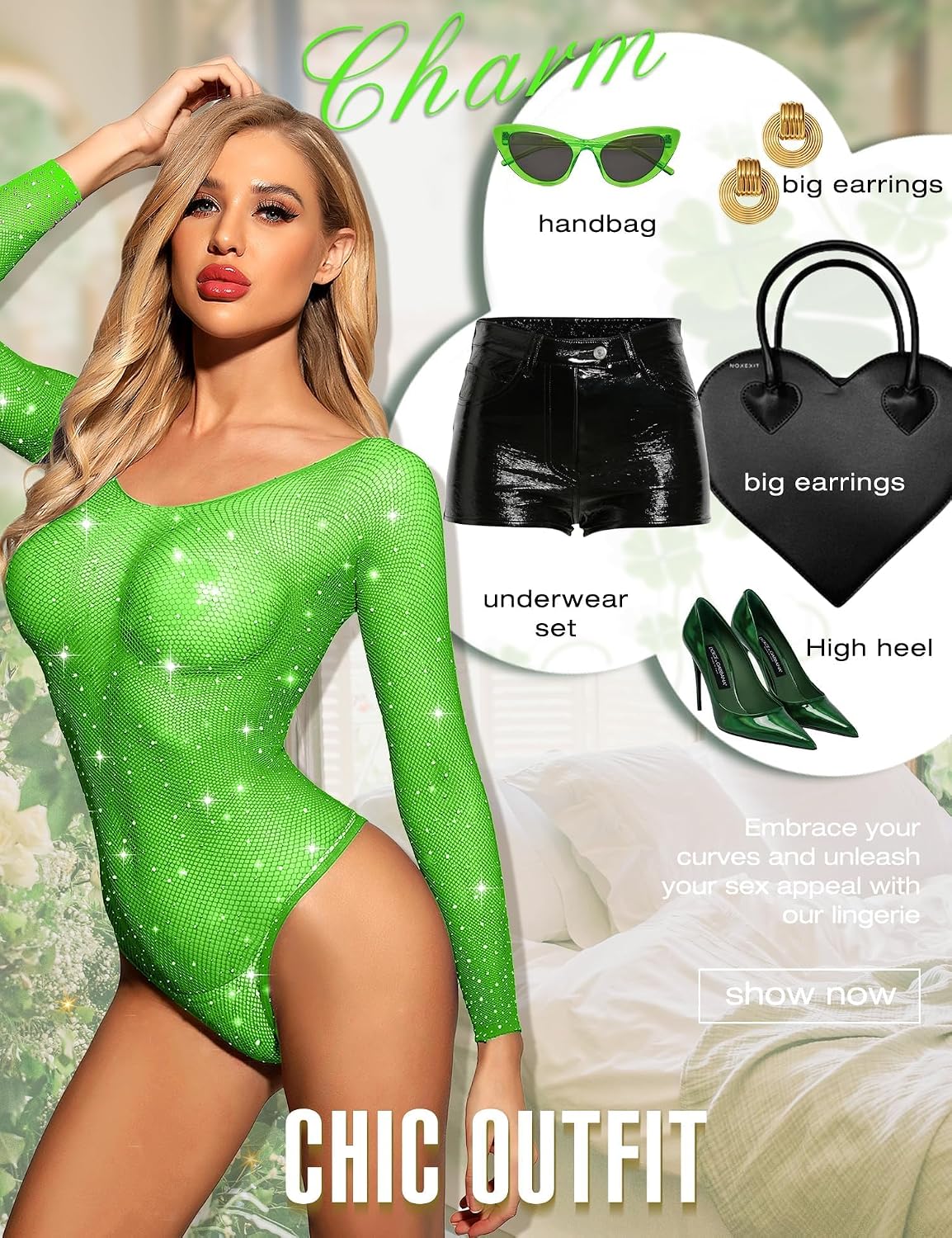 Detalle de RSLOVE Body en Résille à Strass - Teddy sexy en maille pour femmes