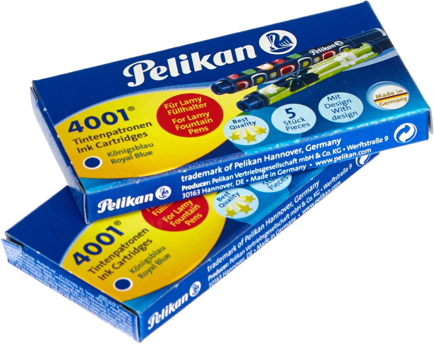 Detalle de Pelikan 338285 vulpenpatronen voor Lamy, koningsblauw met motief, 10 stuks