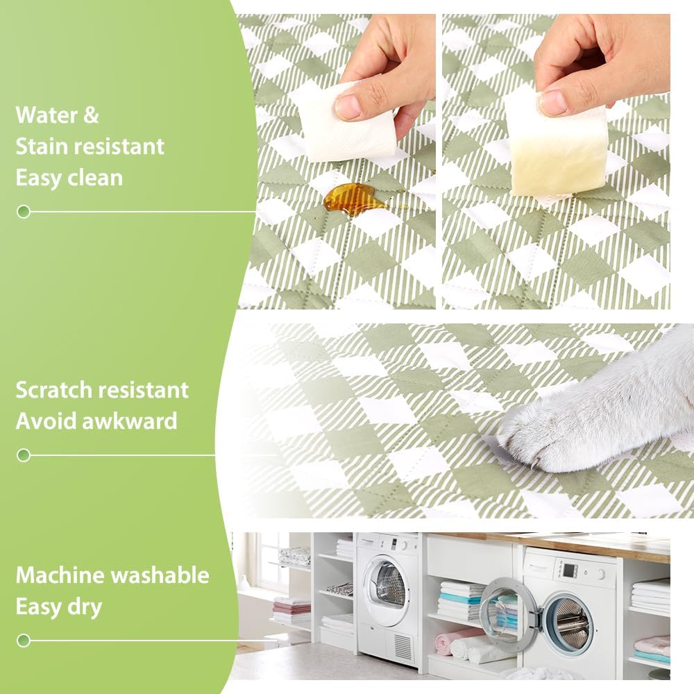 Detalle 2 de ZAZE Extra Large Picnic Outdoor Blanket (80''x80'') Waterproof Gingham Foldable Mat