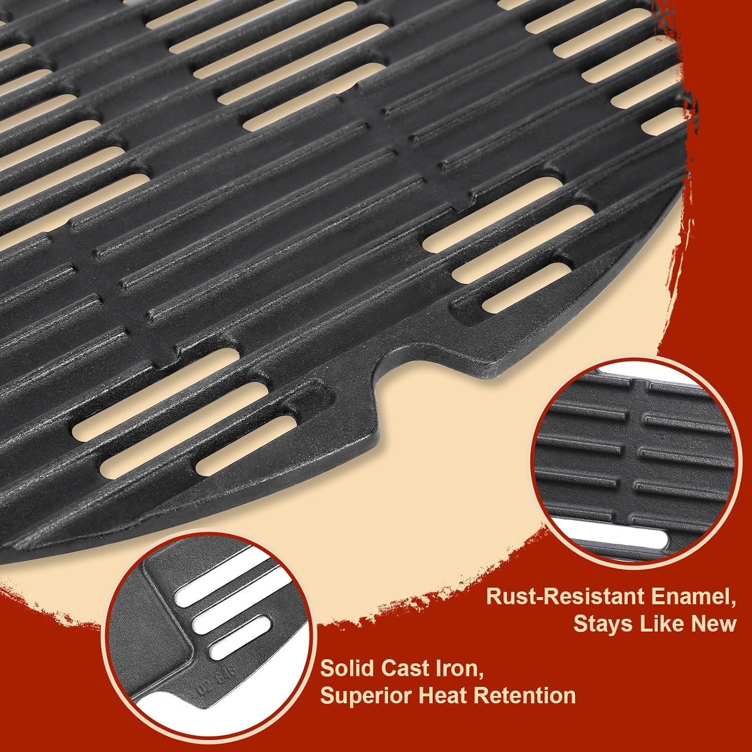 Thumbnail 2 de Denmay 7646 Grillrost aus Gusseisen als Ersatz für Weber Q300/Q320/Q3000/Q3200 (2 Stück)