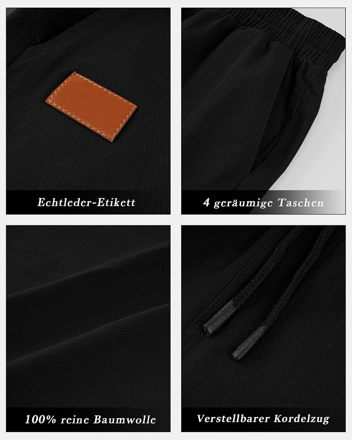 Thumbnail 3 de HMIYA Kurze Hose Herren Baumwolle – Chino Shorts mit elastischer Taille, Taschen und echtem Lederetikett