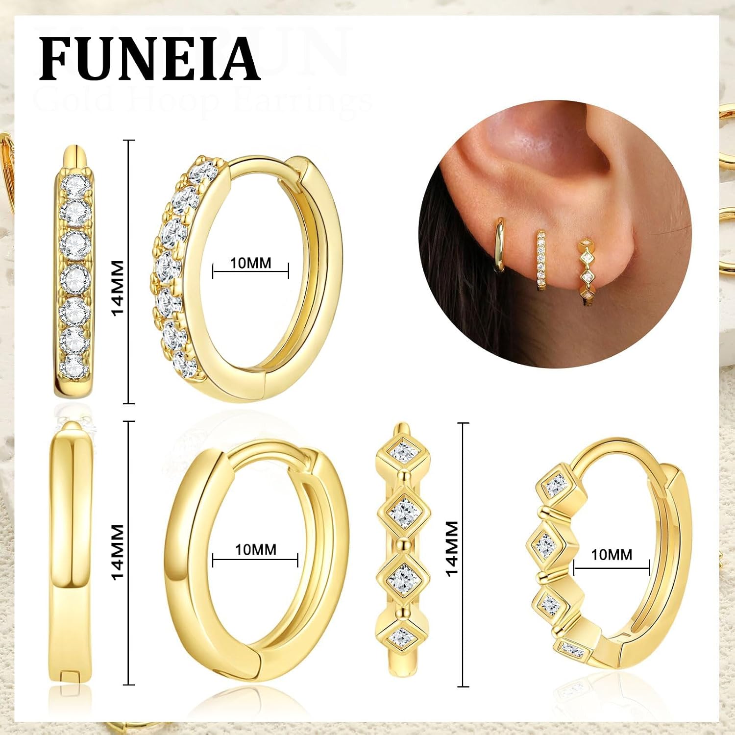 Detalle 2 de FUNEIA Creolen-Set 3 Paar Silber 925