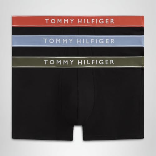 Thumbnail 7 de Tommy Hilfiger Calzoncillos bóxer Pack de 3 para hombre Trunks de algodón elástico, XL (Negro BRK BLU/Trra Rd/Arm Grn)