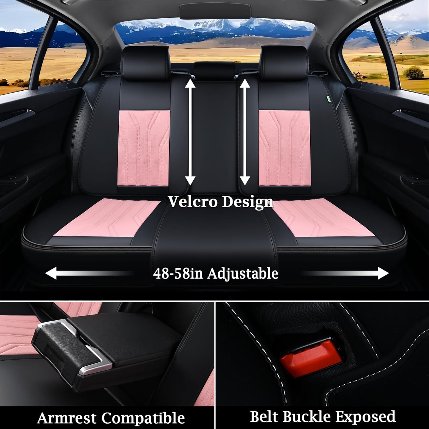 Detalle 2 de FLORICH Leather Seat Covers Pink 5-seat