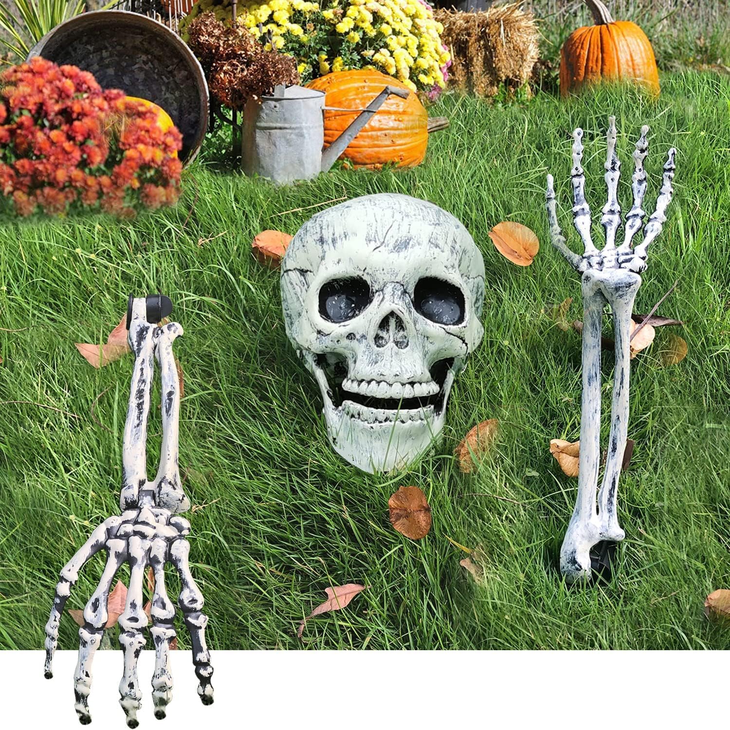 Detalle de EddHomes Skeleton Stake 3pcs Halloween Yard Decoration with Adjustable Head and Arms