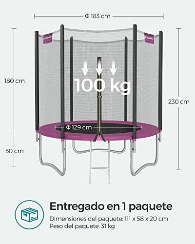 Thumbnail 7 de SONGMICS Cama Elástica redonda 183 cm STR061P01V1: seguridad, espacio y durabilidad para niños