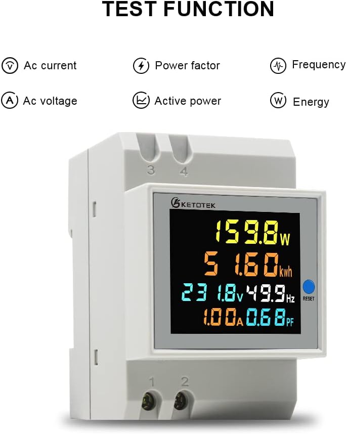 Thumbnail 1 de KETOTEK Contatore energia elettrica monofase 6 in 1 DIN AC 40–300V 100A