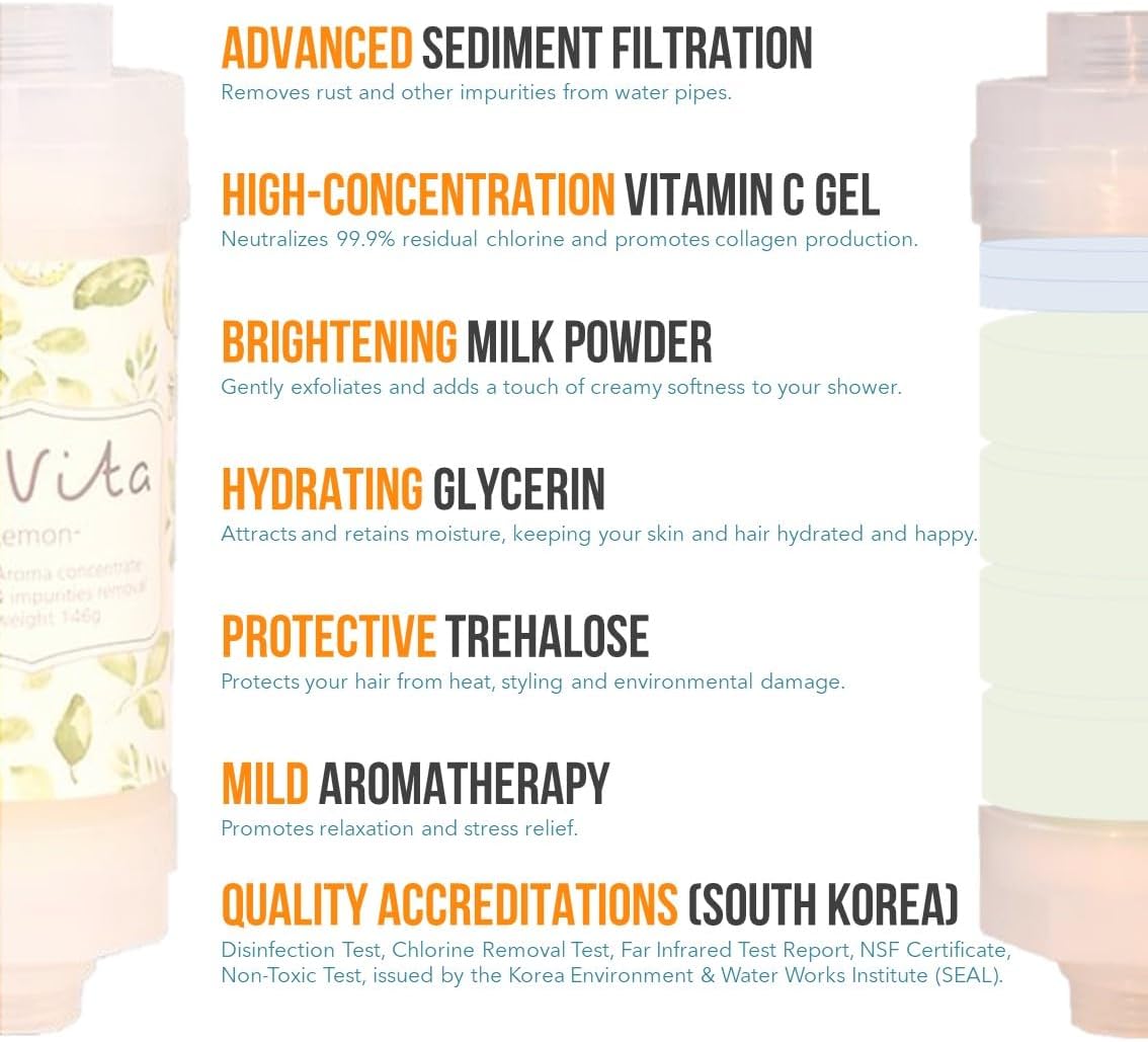 Thumbnail 3 de Filtro doccia coreano con vitamine Be-Vita limone: idratante, anti-cloro e aromaterapia rilassante