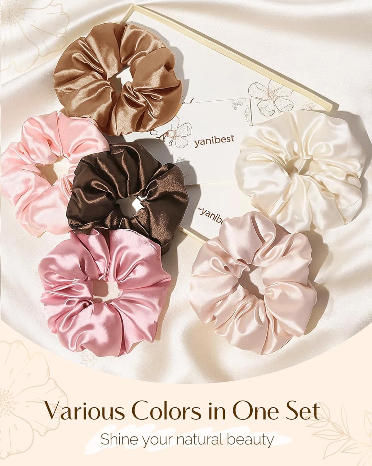 Thumbnail 6 de Yanibest 8 Pcs Satin Scrunchies – Silk Hair Ties for Gentle, Non-Damaging Hold