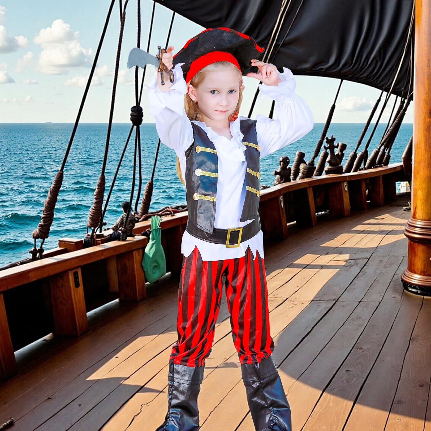 Thumbnail 6 de MELAND Pirate Costume Kids: Complete Dress-Up Set for 3–10 Year Olds