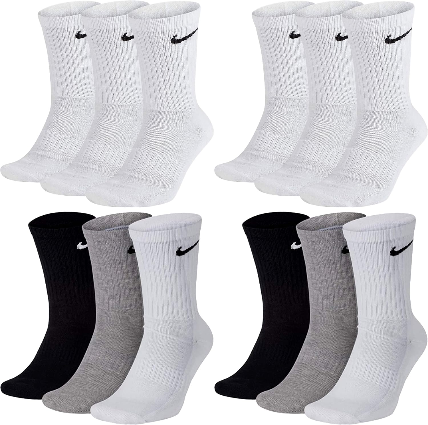 Thumbnail 6 de Nike Mens Everyday Cushioned Socks – White/Black, M EU