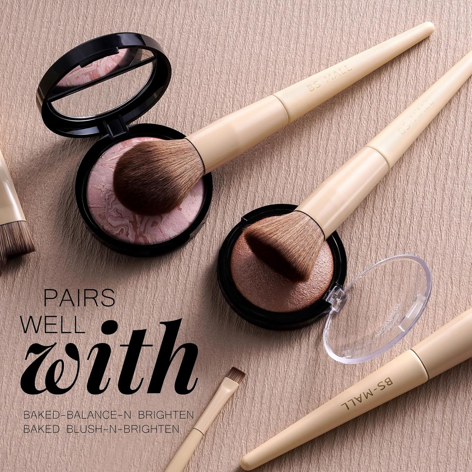 Thumbnail 1 de BS-MALL 18-Piece Professional Makeup Brush Set with Travel Case (Matte White Beige)