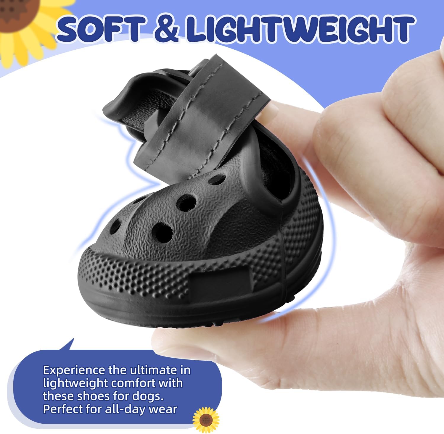 Detalle 2 de SlowTon Dog Shoes for Hot Pavement: Breathable, Non-Slip Dog Sandals with Reflective Stripes