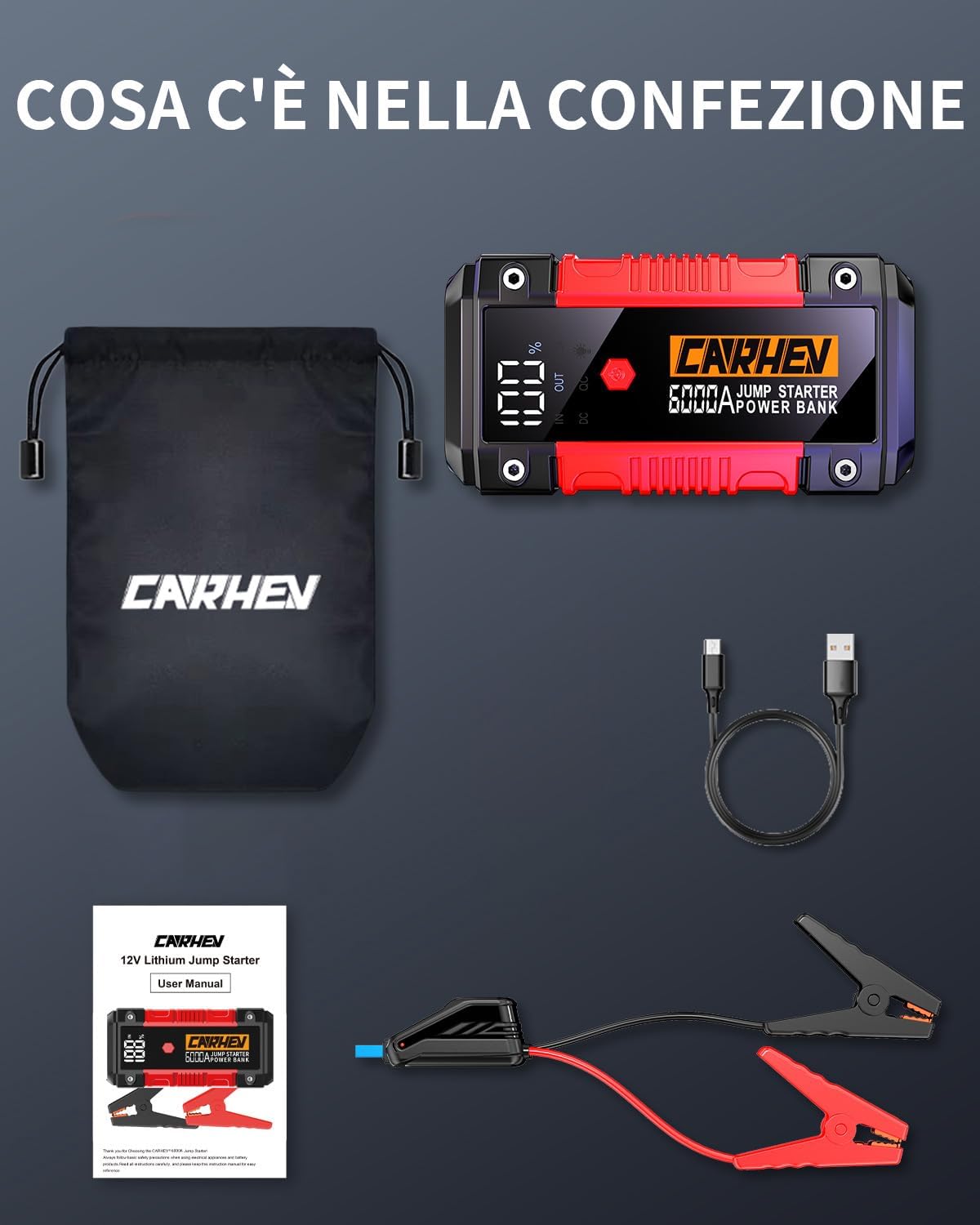 Thumbnail 6 de CARHEV Avviatore Batteria Auto 6000A per auto fino a 10L
