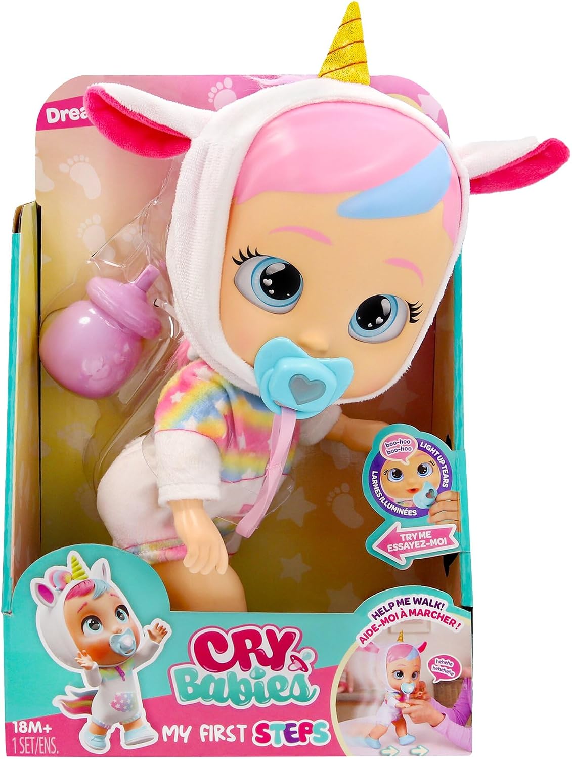 Detalle de IMC Toys Cry Babies Dreamy 927902 My First Steps Doll with Light-Up Tears