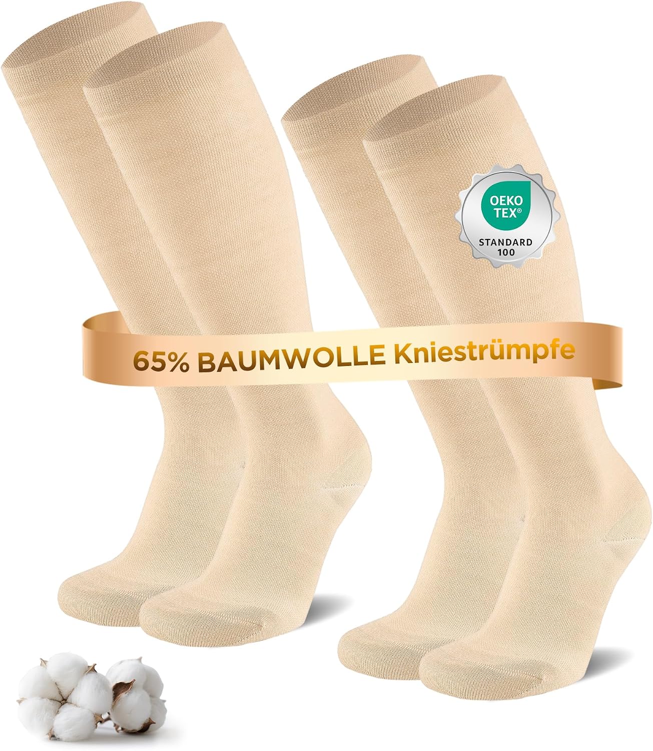 Detalle de Niofind Kompressionsstrümpfe Damen & Herren – 2 Paar Kniestrümpfe mit 20–30 mmHg Kompression (65% Baumwolle)