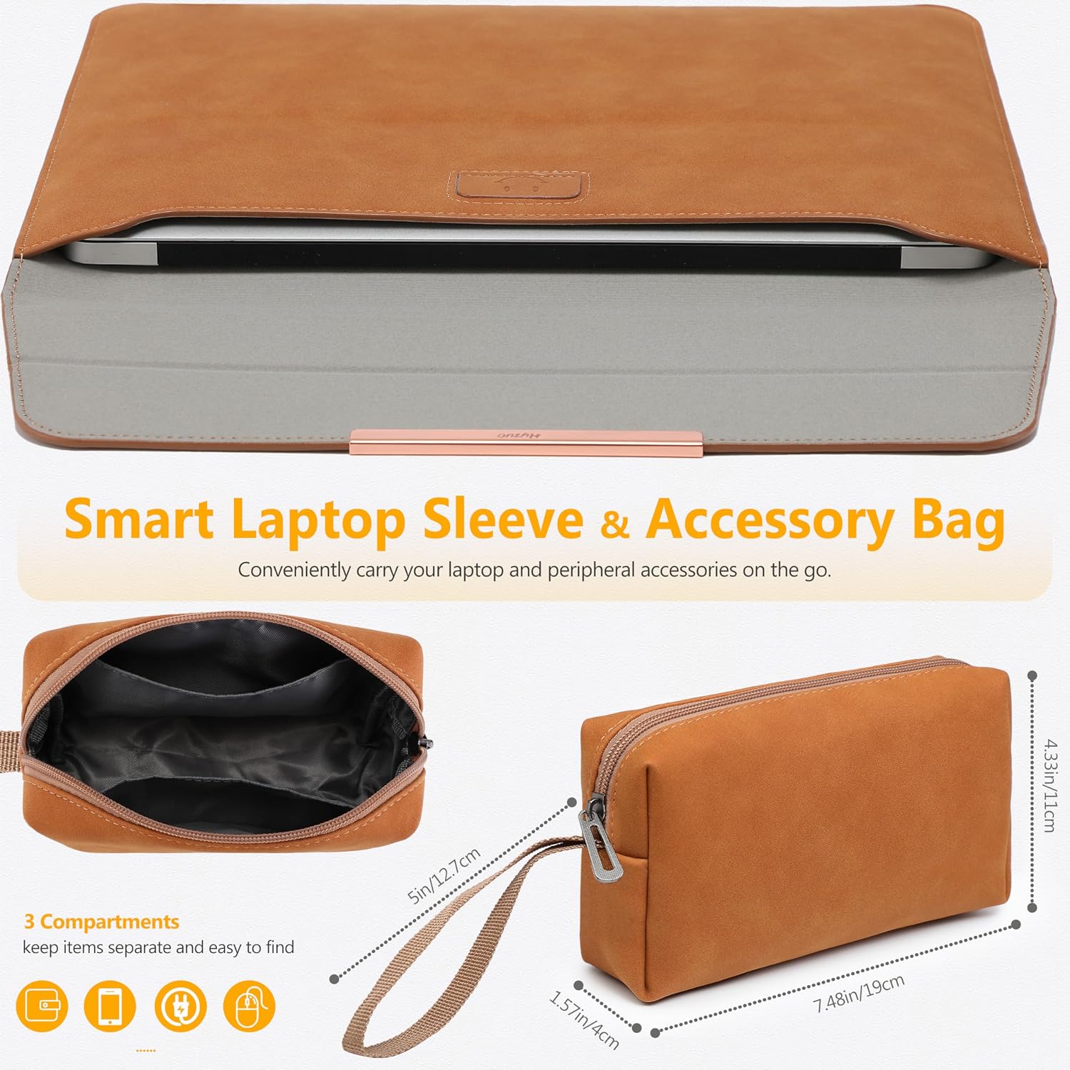 Thumbnail 1 de HYZUO 15–16 Zoll Laptophülle mit Standfunktion und Magnetverschluss (Smiley-Design)