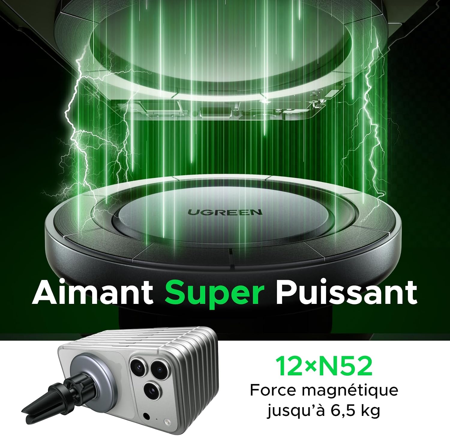 Detalle de UGREEN magnetische autotelefoonhouder voor ventilatierooster met MagSafe