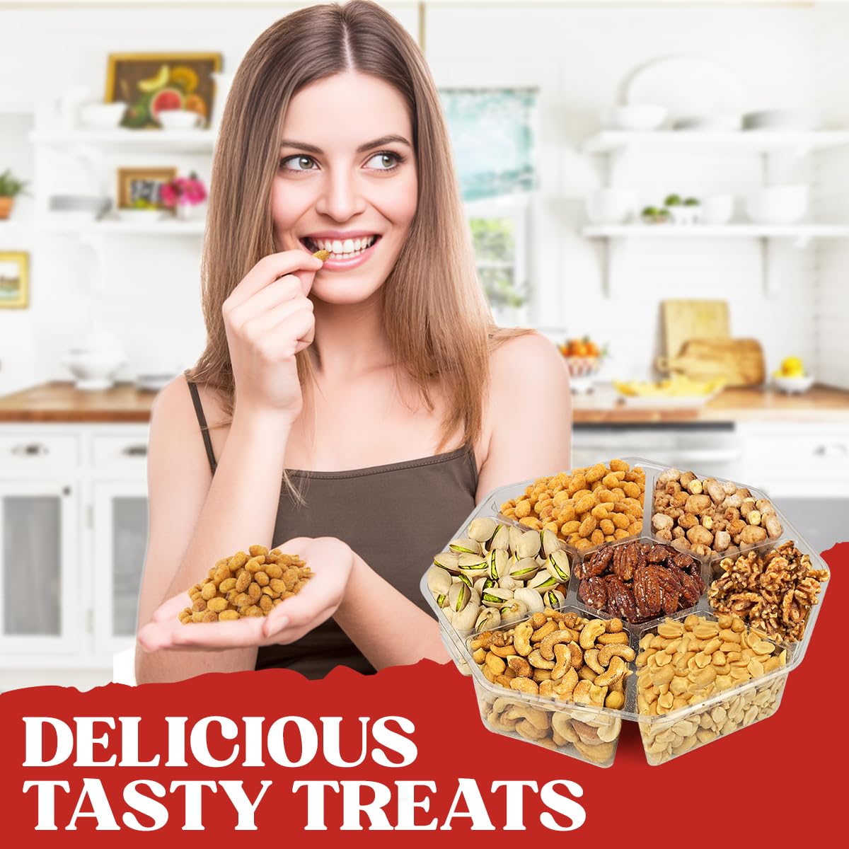 Detalle 2 de Nuts Gift Basket with 7-Section Platter