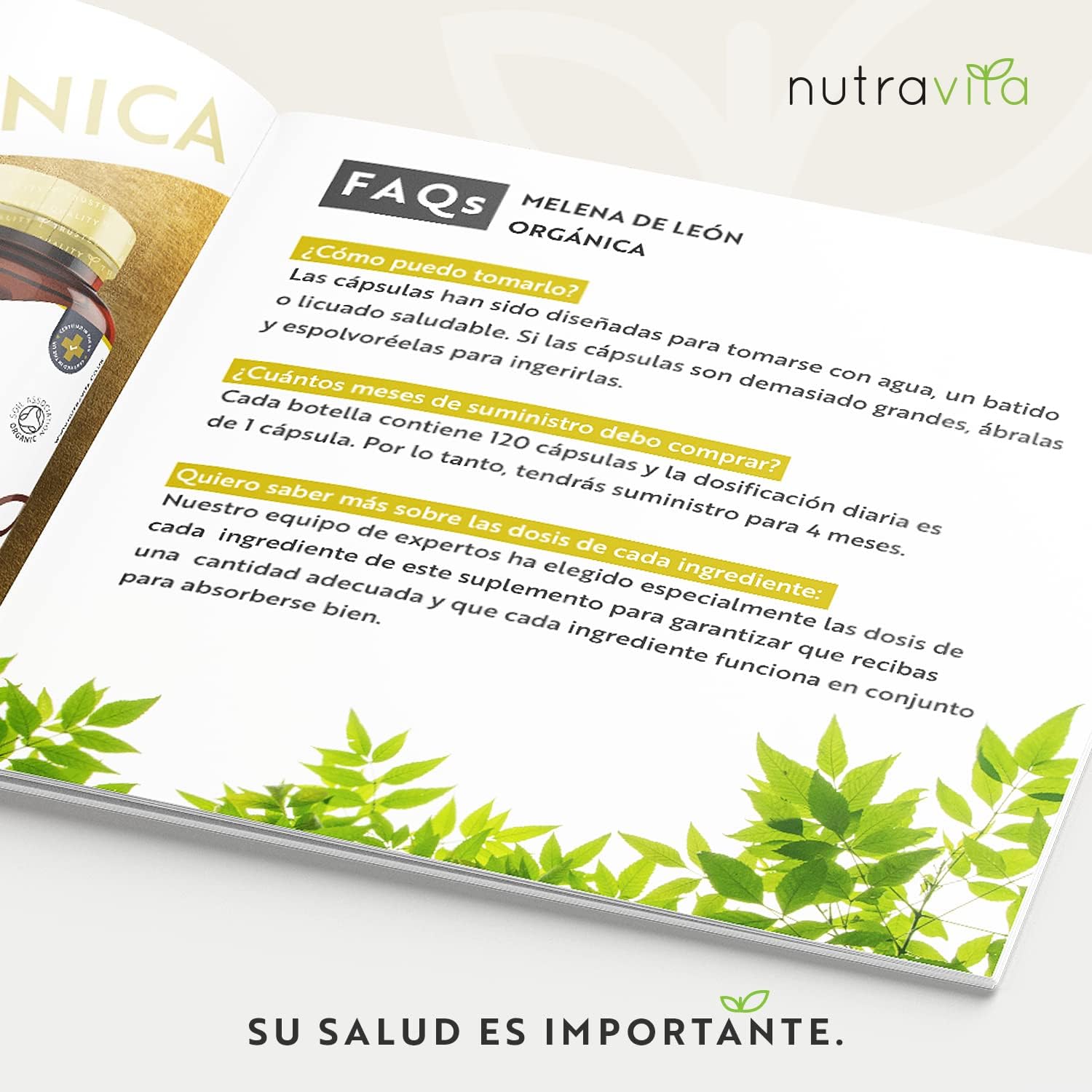 Detalle 2 de Nutravita 120 cápsulas Melena de León 1500 mg