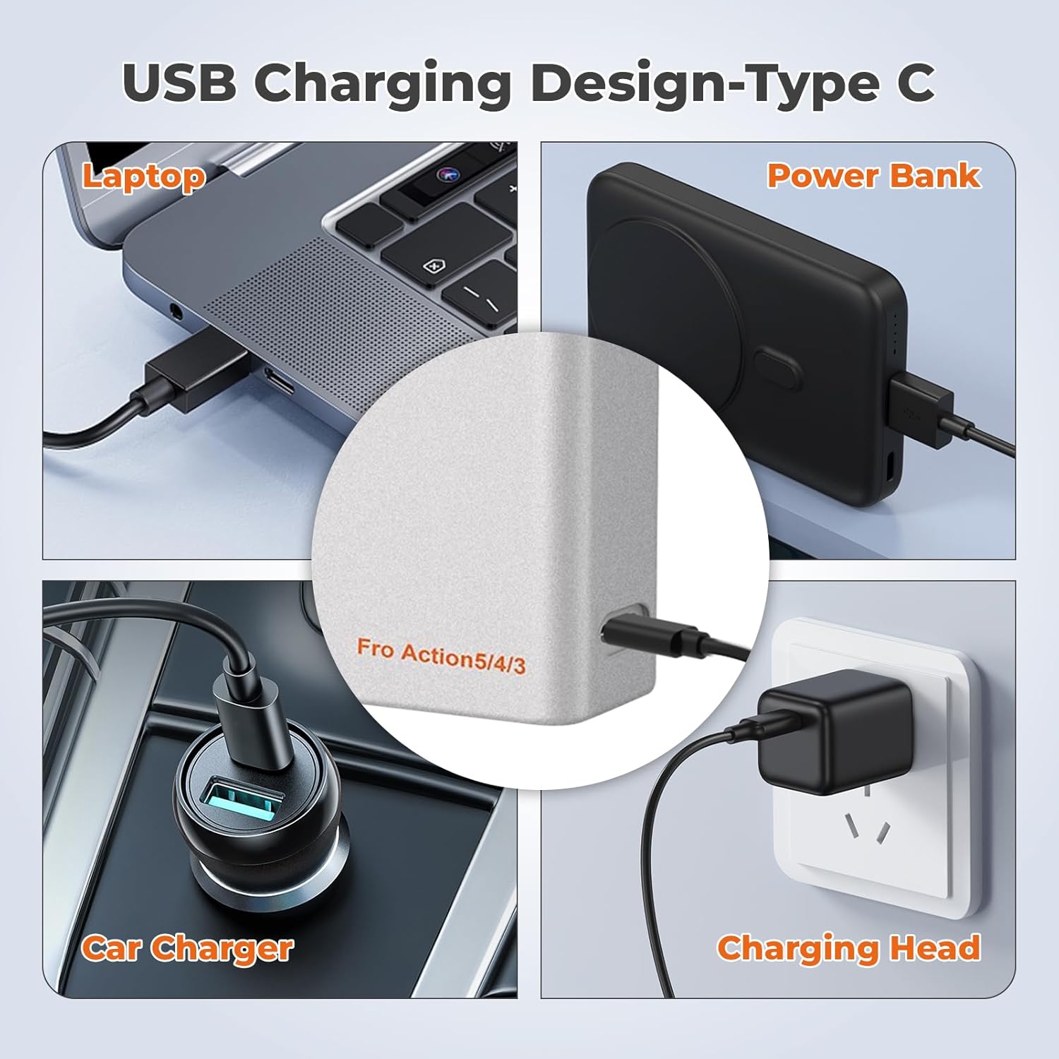 Detalle de TQTHL Osmo Action 5 Pro / 4 / 3 Battery Charger Kit (2 x 2800mAh) for Osmo Action Cameras