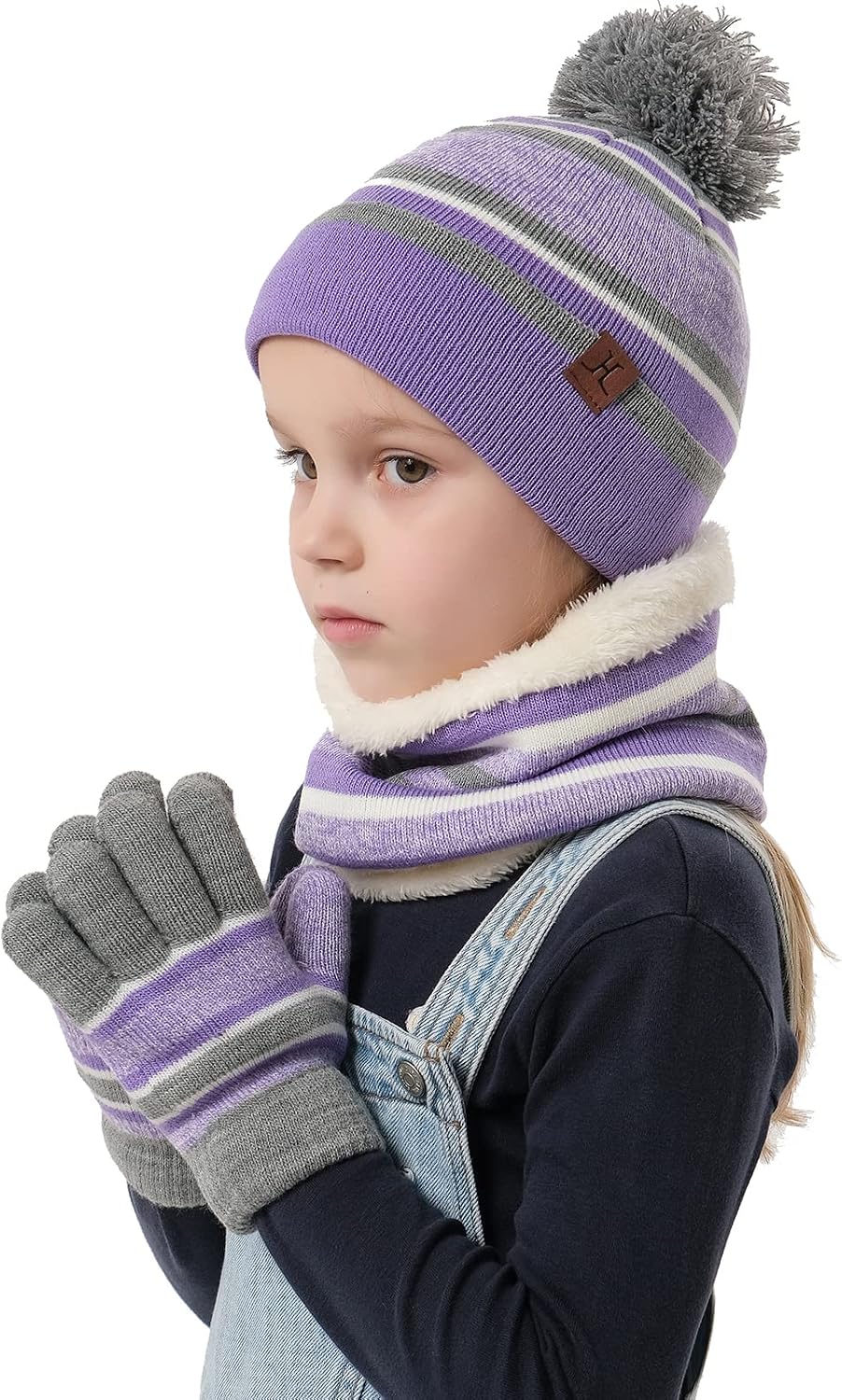 Detalle 2 de FZ FANTASTIC ZONE S624kidhatscarfgloves-purple Kids’ Winter Hat, Scarf and Gloves Set