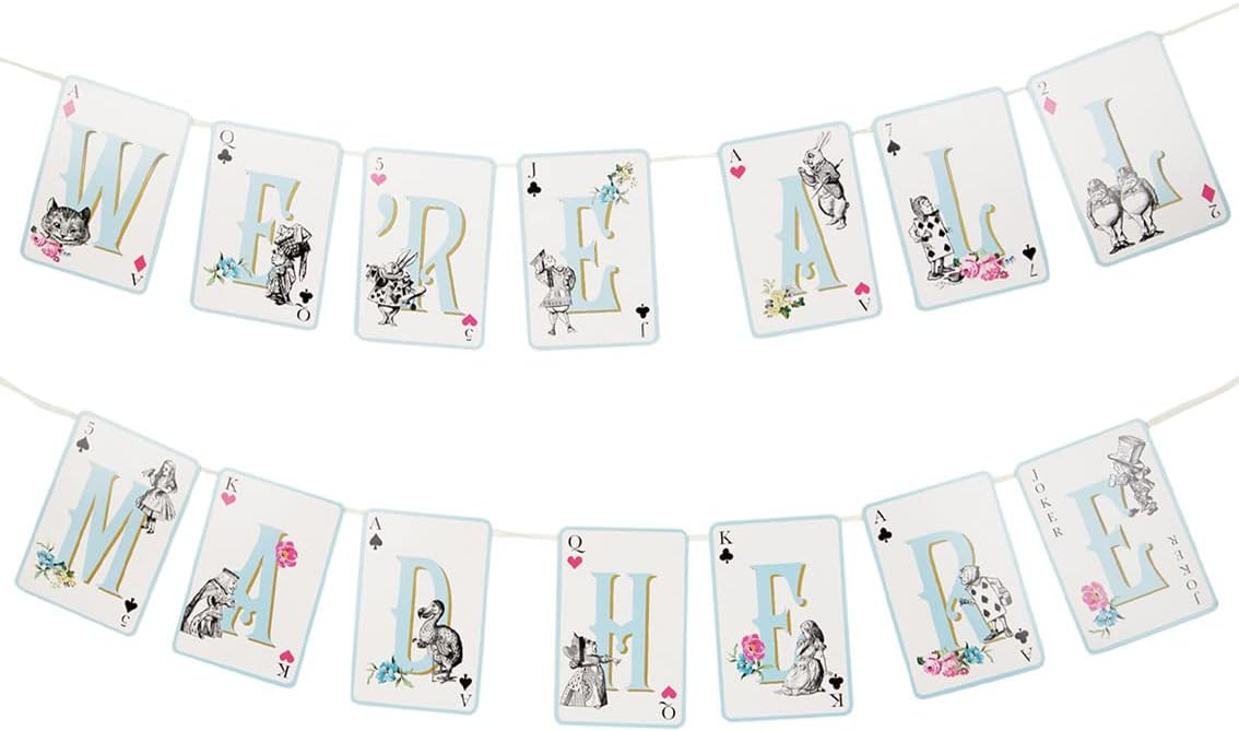 Detalle 2 de Talking Tables TSALICE-V2-BUNT Alice in Wonderland-slinger, dubbelzijdig, 3 m