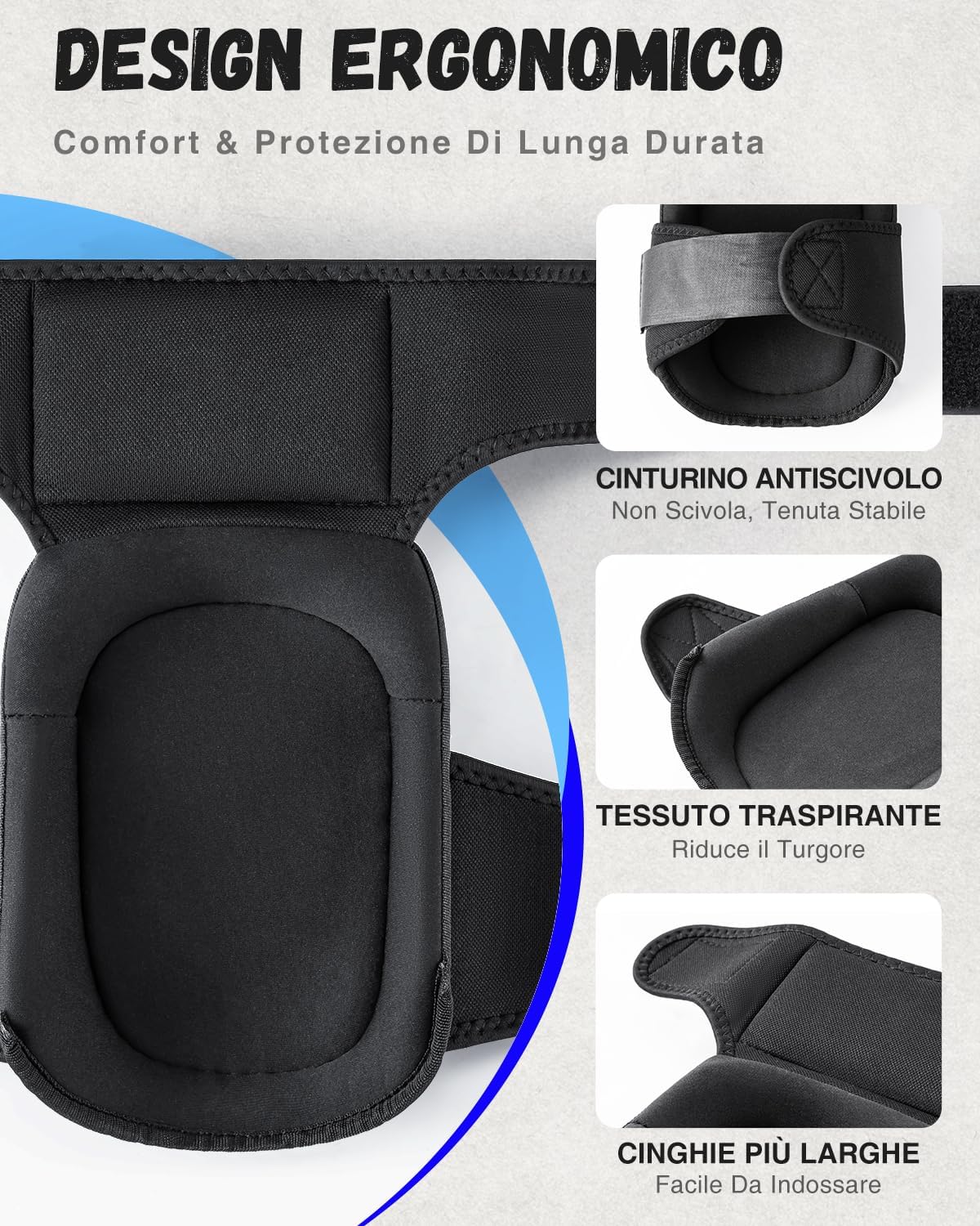 Detalle de IPSXP Ginocchiere professionali da lavoro con doppio cuscino in gel 🦺