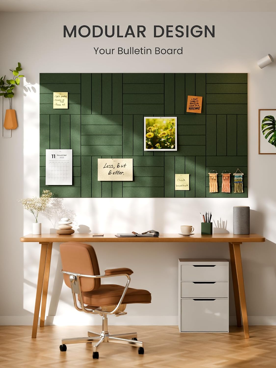 Detalle 2 de Bumusty Large Felt Bulletin Board Tiles 36 x 24" – Modular 6‑Tile Cork Board Alternative