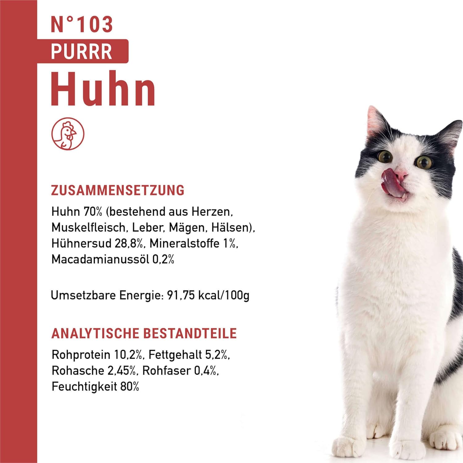 Detalle de catz finefood Purrrr Huhn Monoprotein Katzenfutter nass N° 103 – 6 x 400 g