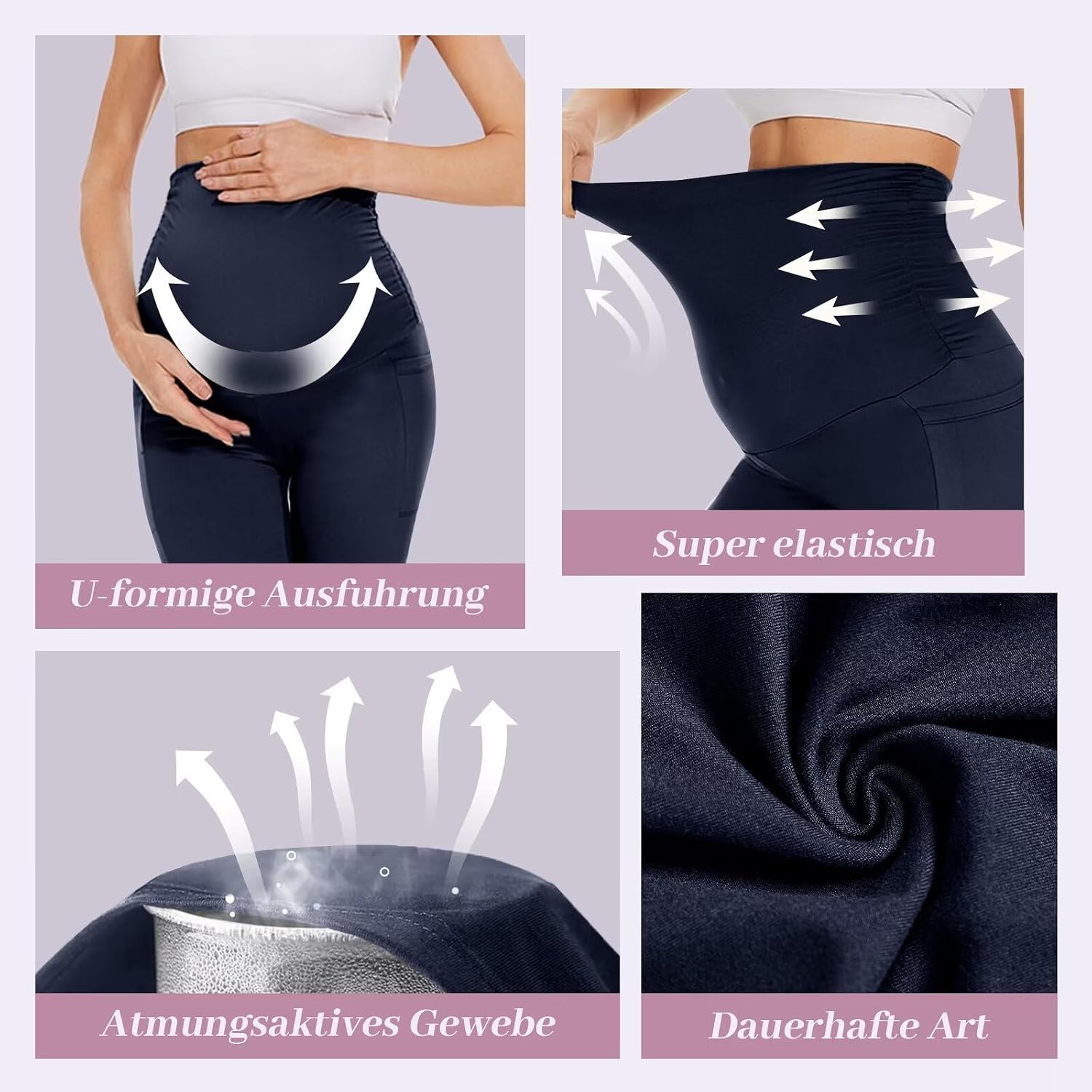 Detalle de QGGQDD kurze Umstandsleggings / Umstands-Radlerhose für Damen