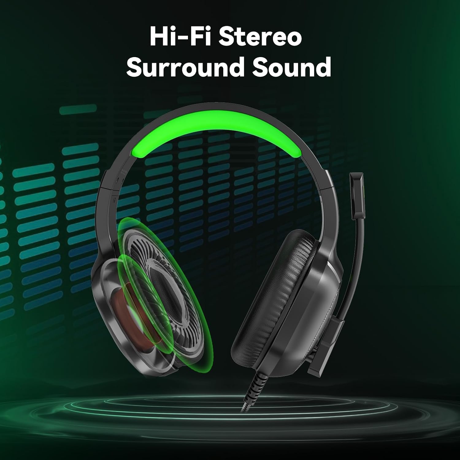 Detalle 2 de IMYB A36 Gaming Headset with Mic, 50mm Drivers and RGB Lighting
