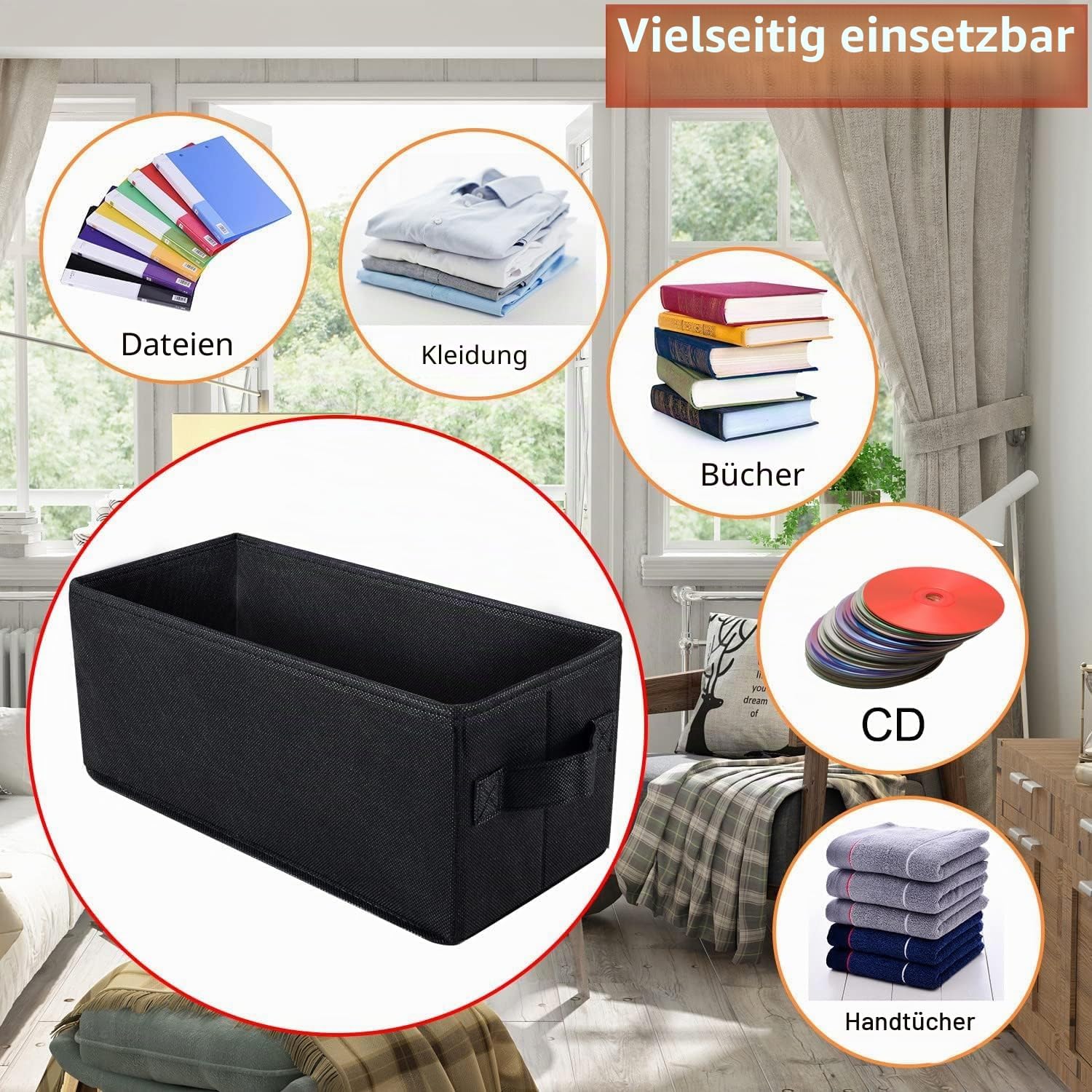 Detalle de UENTIP CD-Aufbewahrungsbox – 4er-Set, 33,5 x 15 x 13,5 cm, schwarz