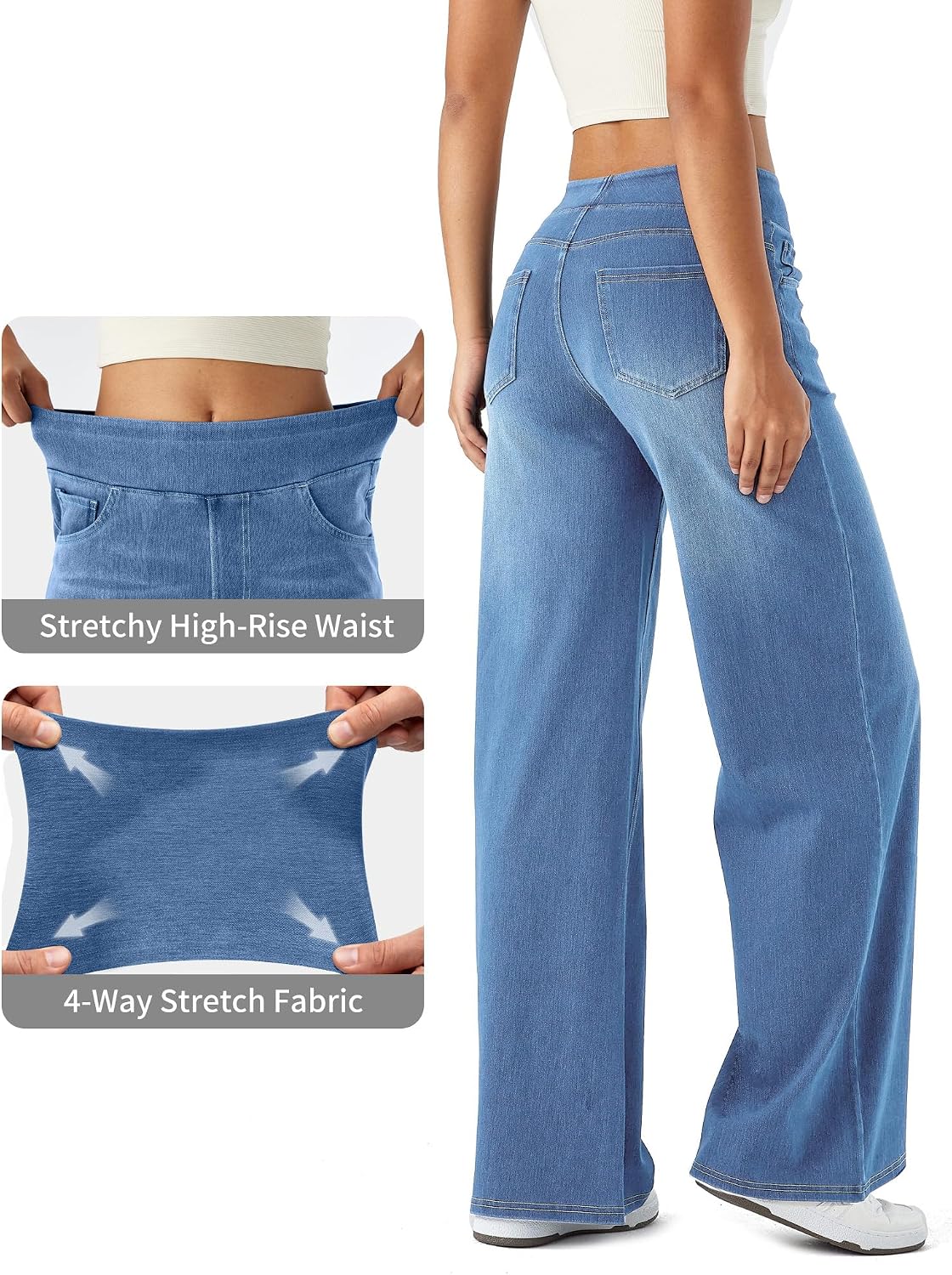 Thumbnail 2 de LaiEr women’s large denim wide-leg jeans with high waist and multiple pockets