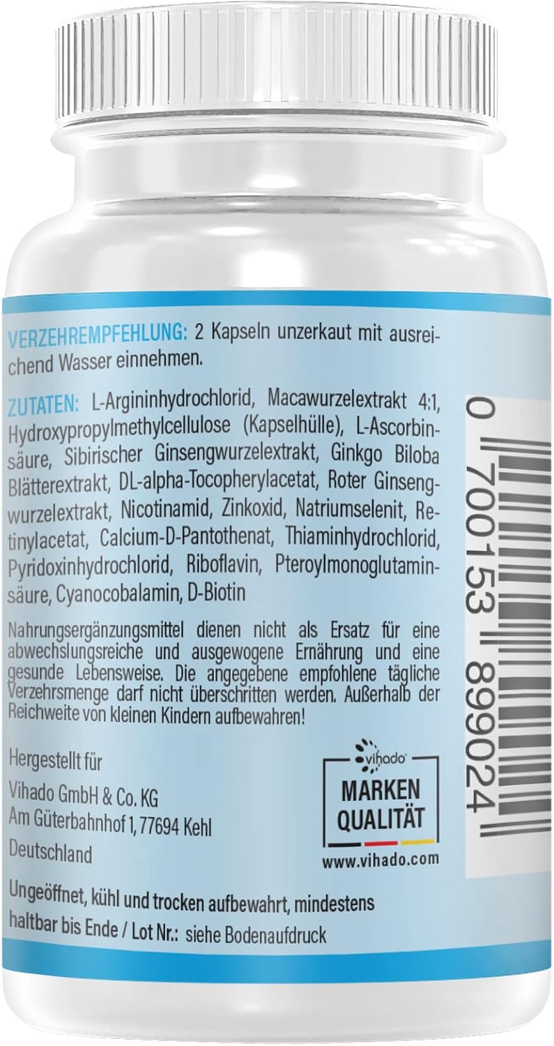 Detalle de Vihado 4MEN 2.0: Extrastarke Männerkapseln – 60 Kapseln für dauerhaftes Wohlbefinden