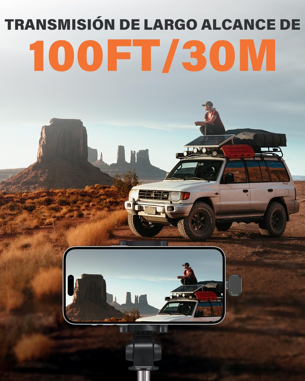 Detalle de Micrófono Lavalier Inalámbrico 2 en 1 para iPhone y Android - Pack 2 de WARM BOX