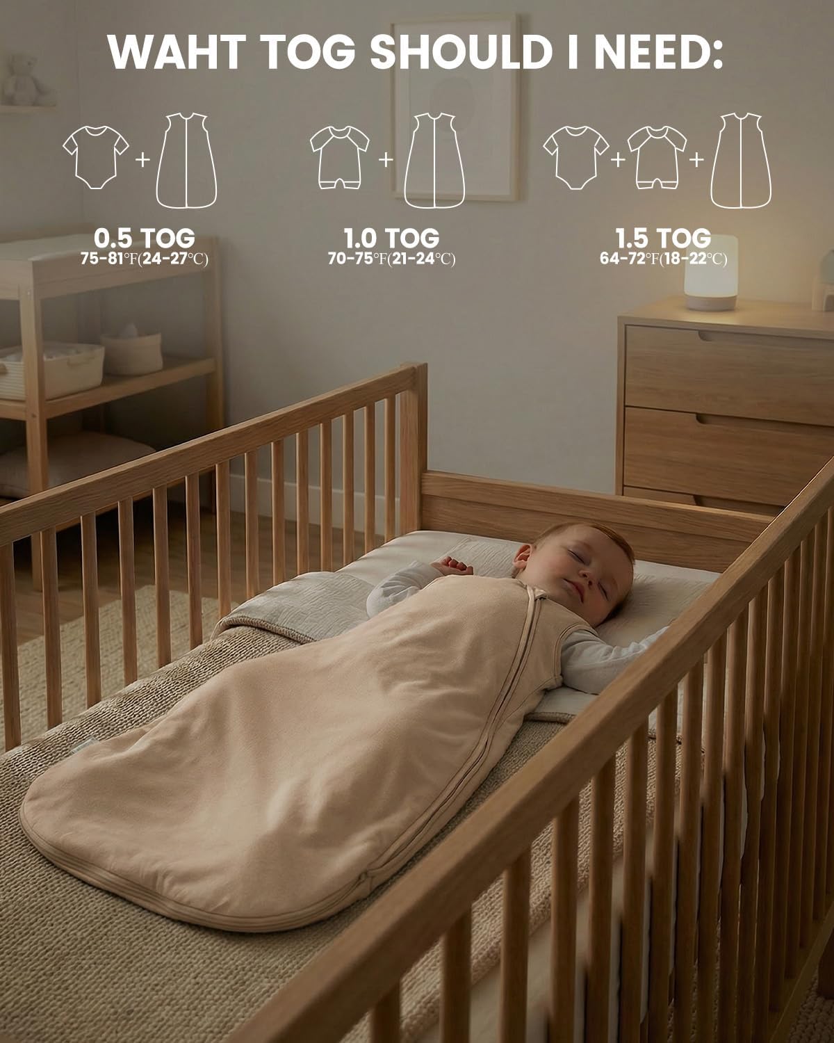 Thumbnail 3 de WYTbaby 2 Pack Baby Sleeping Bag – 0.5/1/1.5 Tog, 100% Cotton Wearable Blanket for Infants 0–24 Months