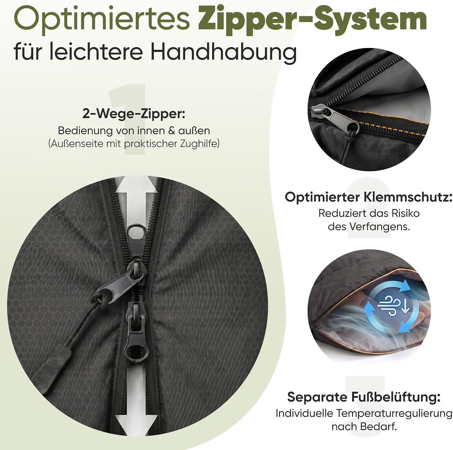 Detalle 2 de Sekey Schlafsack 220 x 80 cm – 3-Jahreszeiten-Decke (2-in-1) mit Fußbelüftung