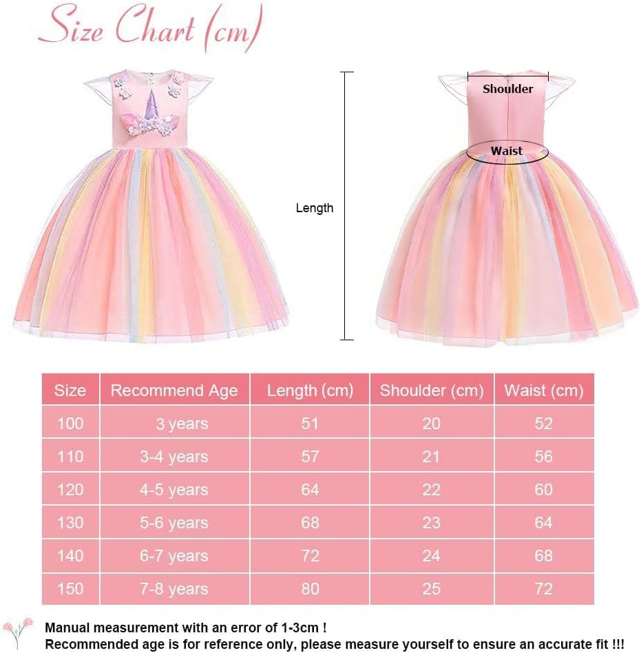 Thumbnail 6 de URAQT Unicorn Princess Dress Costume with Necklace & Headband (Age 3–10)