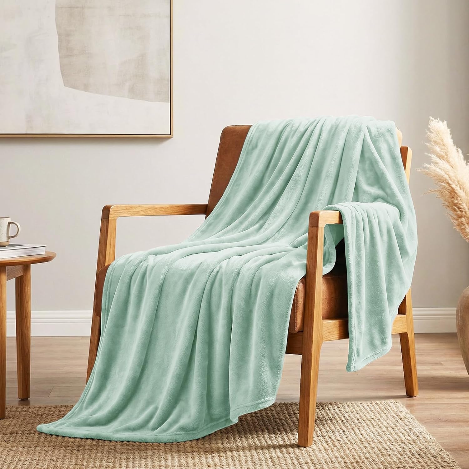 Detalle de CozyLux Plaid couverture polaire 220x240 cm vert sauge