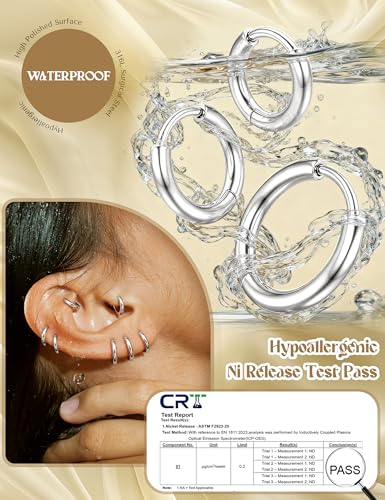Detalle de MILACOLATO Silber Creolen Ohrringe Set – Huggie Creolen aus 316L Chirurgenstahl, mehrfarbig, zart und vielseitig
