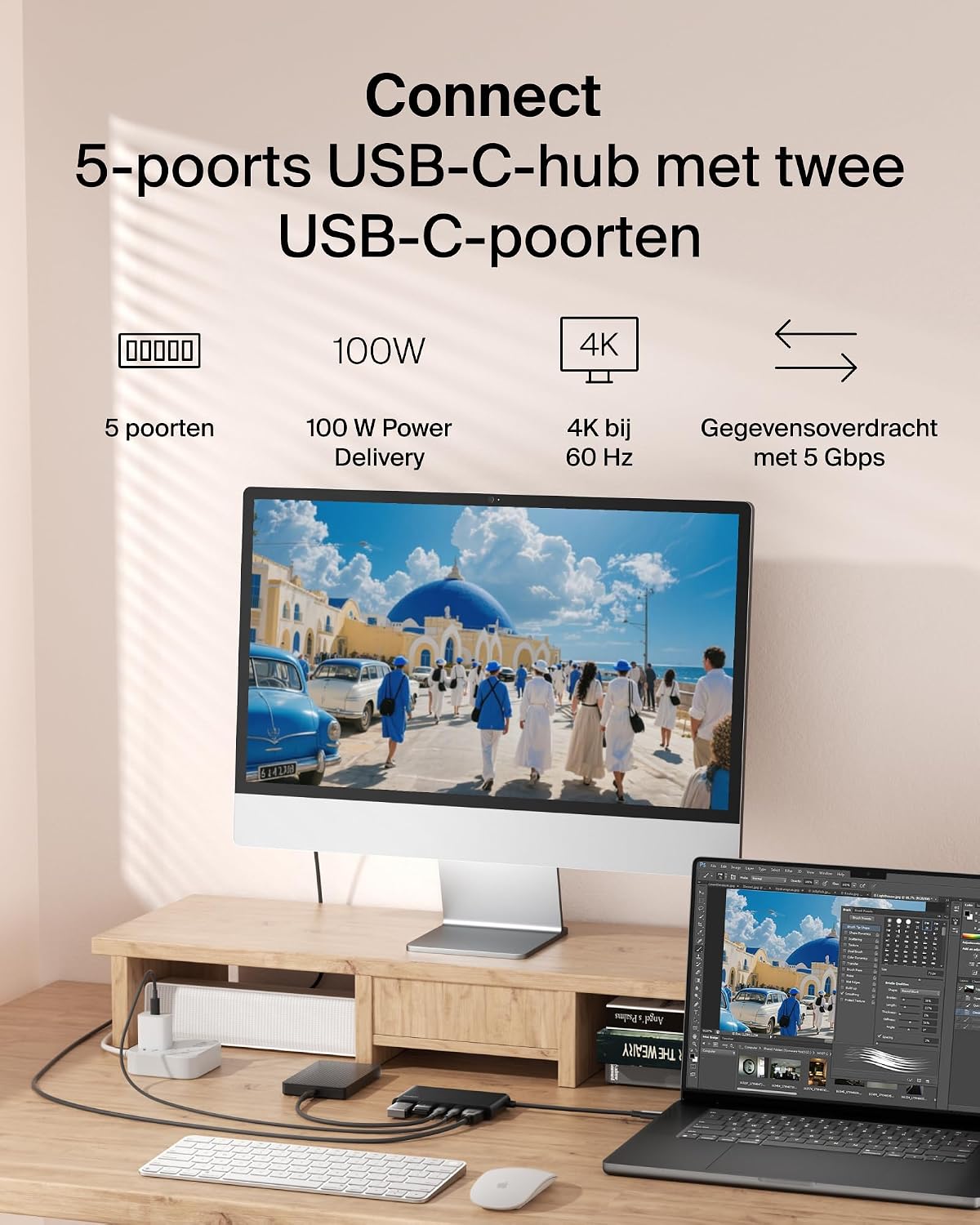 Detalle de Belkin AVC022hqBK USB-C-hub met HDMI 4K@60Hz en 100W Power Delivery