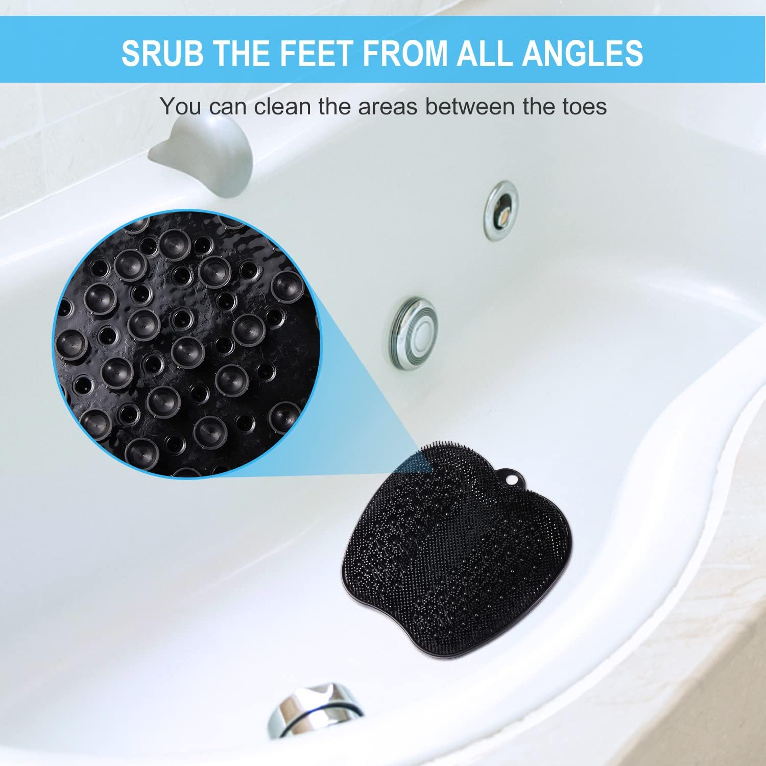 Detalle de HONYIN Larger Shower Scrubber – Foot Massager Mat with Non-Slip Suction Cups