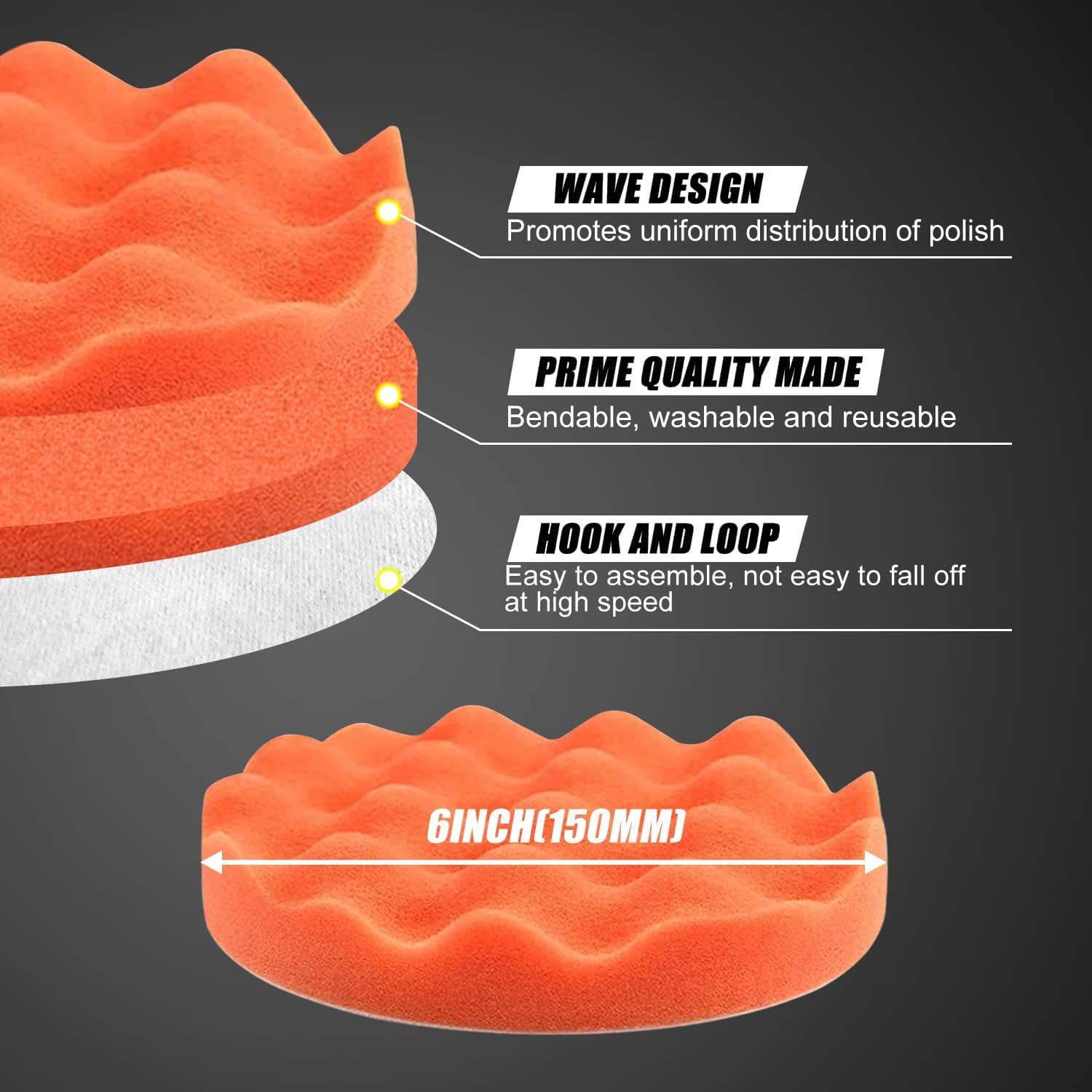 Detalle de POLIWELL 6 Inch Polishing Pads Kit 11PCS