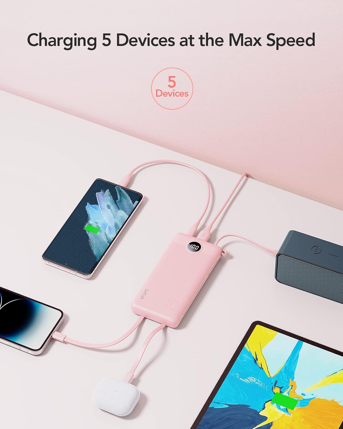 Thumbnail 3 de VRURC 10000mAh power bank with built‑in cables