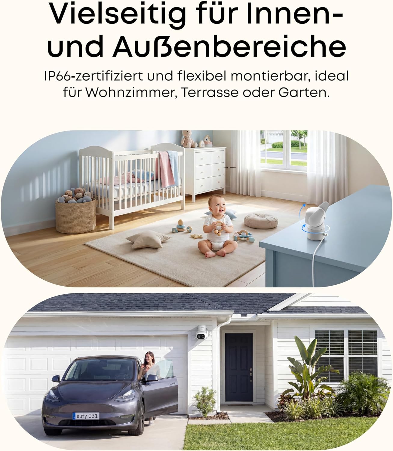 Detalle 2 de eufy Security Überwachungskamera C31 kabelgebunden – 360°-Sicht, 24/7, Farbnachtsicht & KI-Erkennung ohne Abo